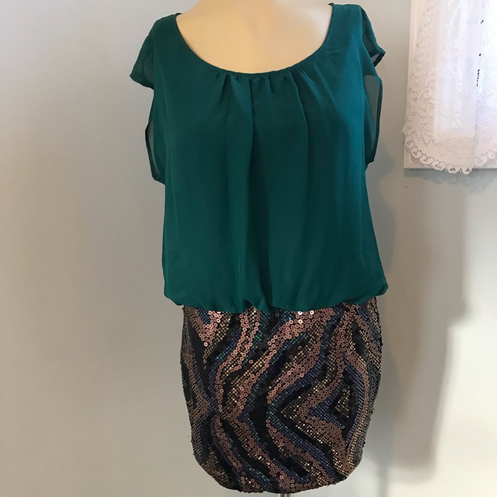 As U Wish blouson sequin mini dress.